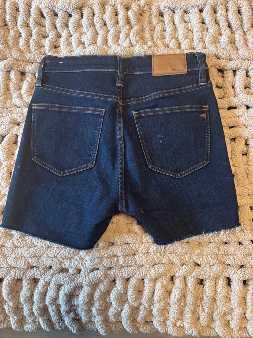 Madewell Dark Indigo Cutoff High Rise Distressed Denim Shorts